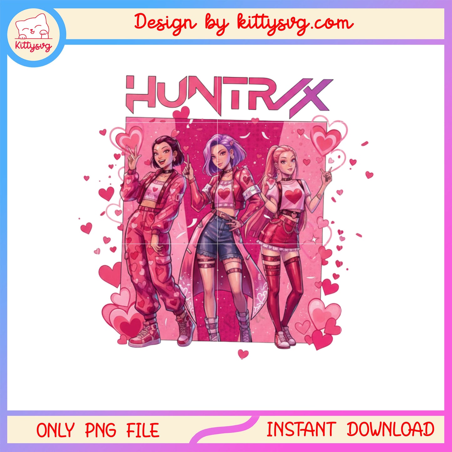 Kpop demon hunter lovely pink valentine png, kpop demon hunters png