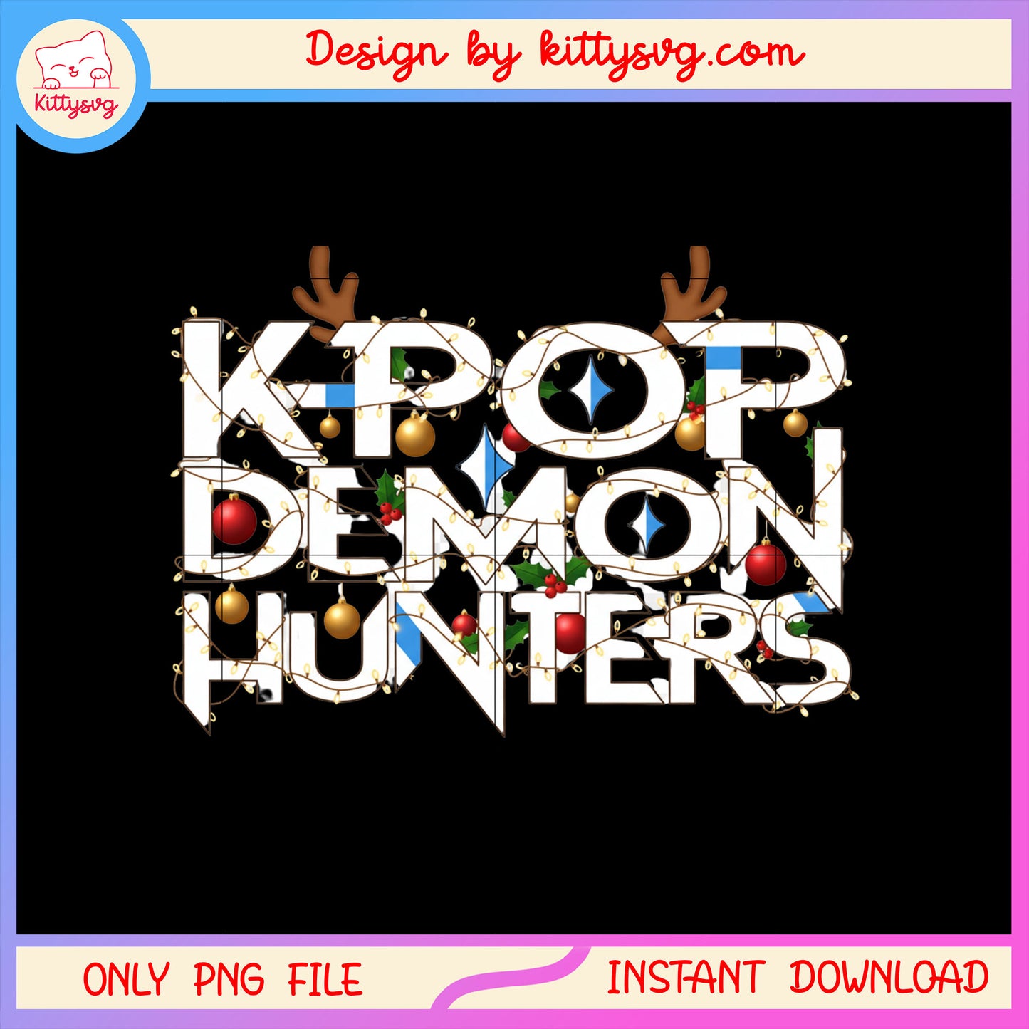 Kpop demon hunters christmas decor png, merry christmas png