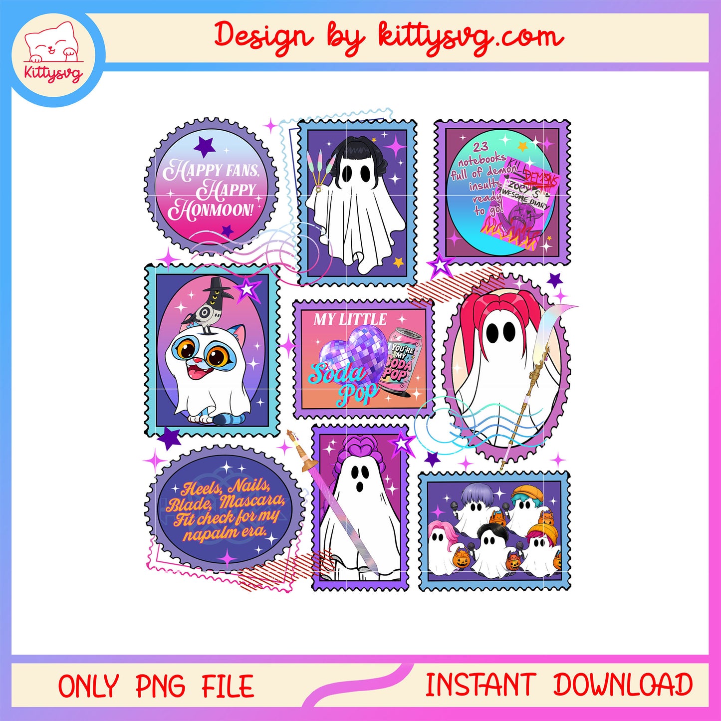 Kpop demon hunters saja boys ghost png, happy halloween png