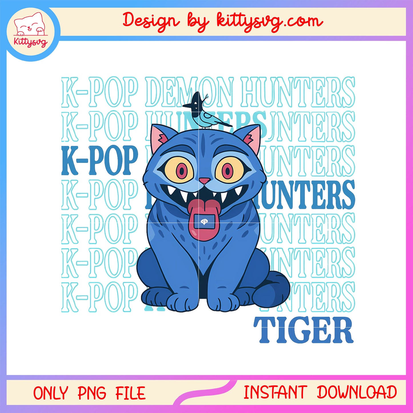 Kpop demon hunters tiger design png, tiger derpy png, huntrix png