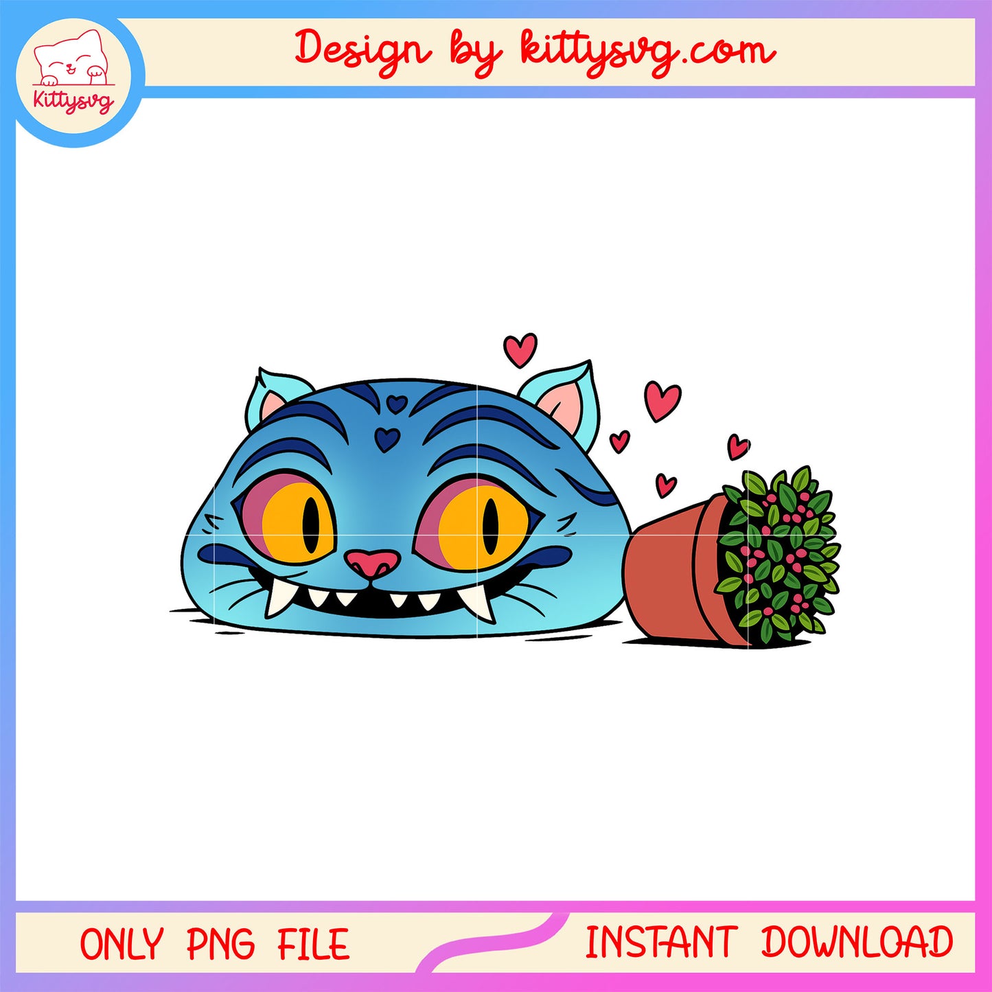 Kpop demon tiger head and plant png, cute derpy tiger png