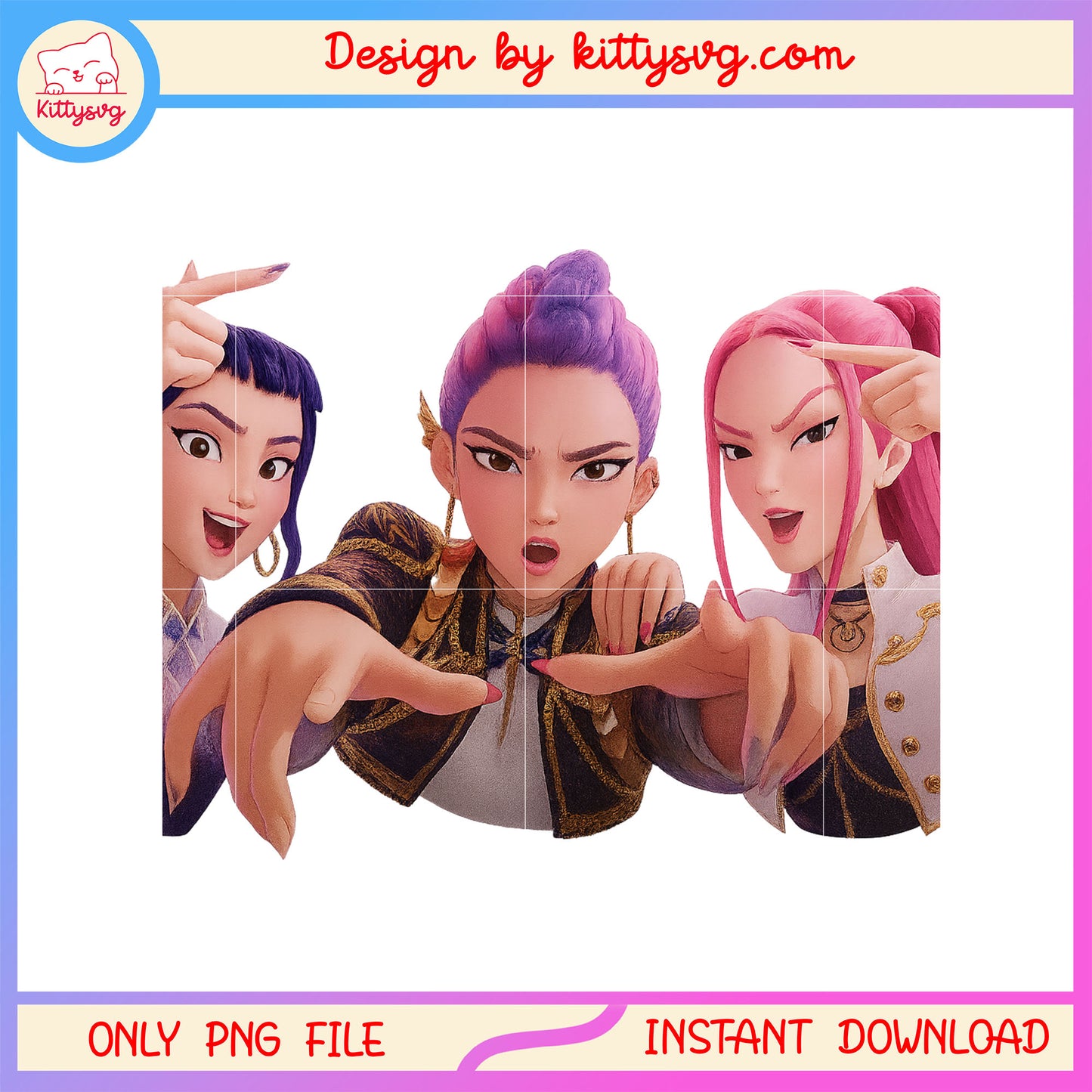Kpop hunters girl team singing png, huntrix movie png, demon hunters png