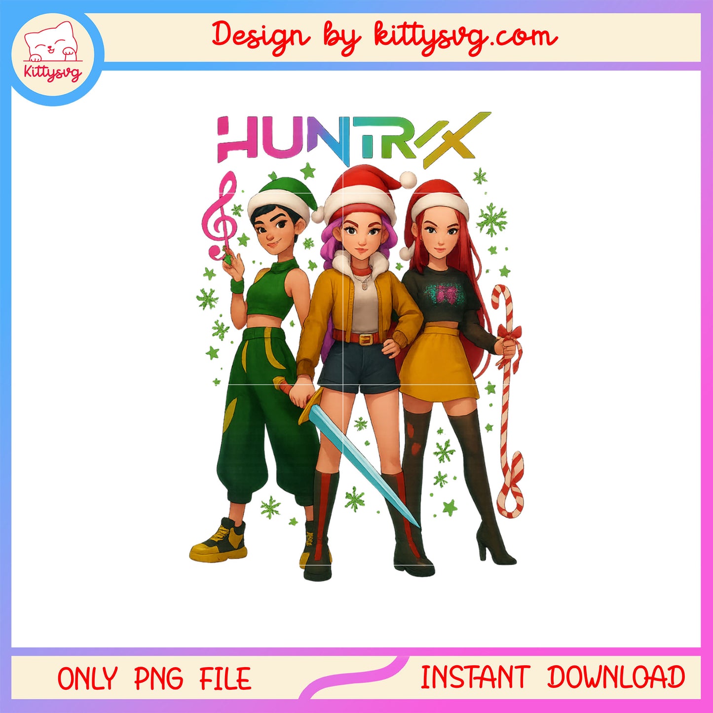 Kpop hunters huntrix merry christmas posing png, the huntrix png