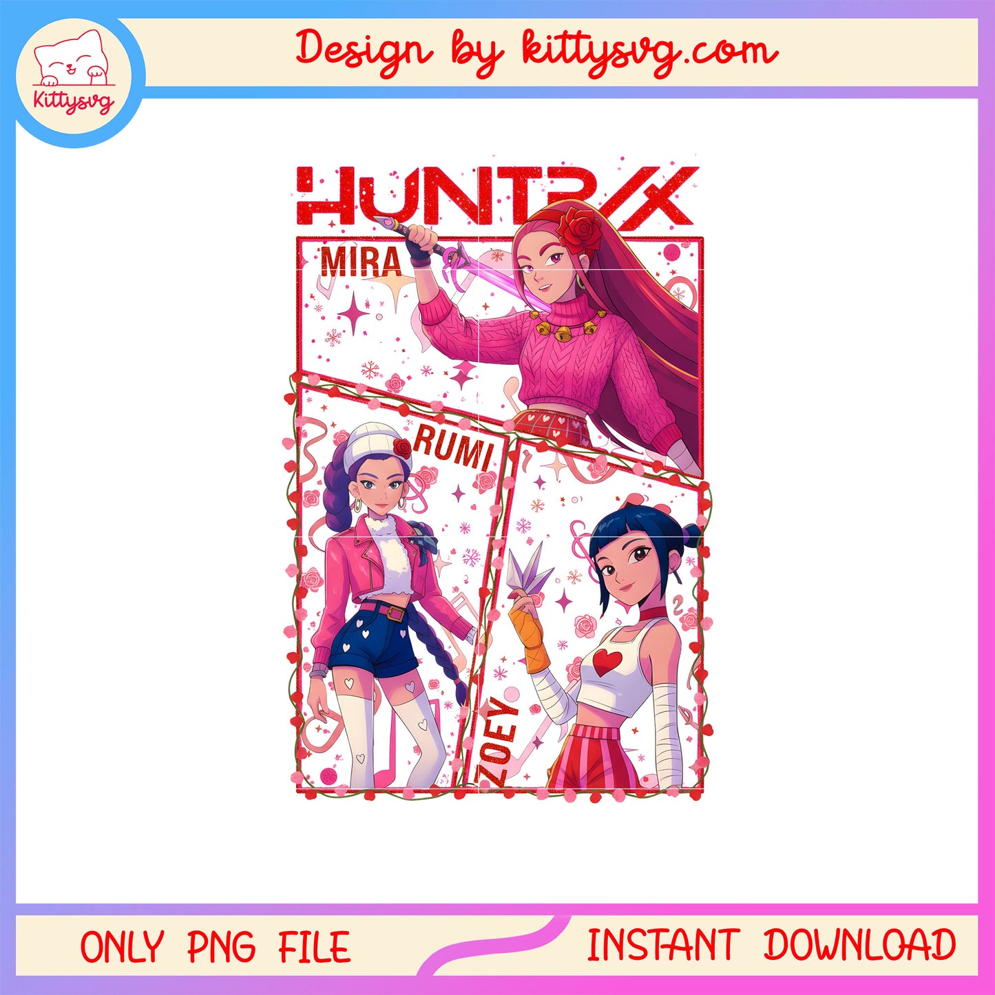 Kpop huntrix picture valentine png, kpop demon hunters png