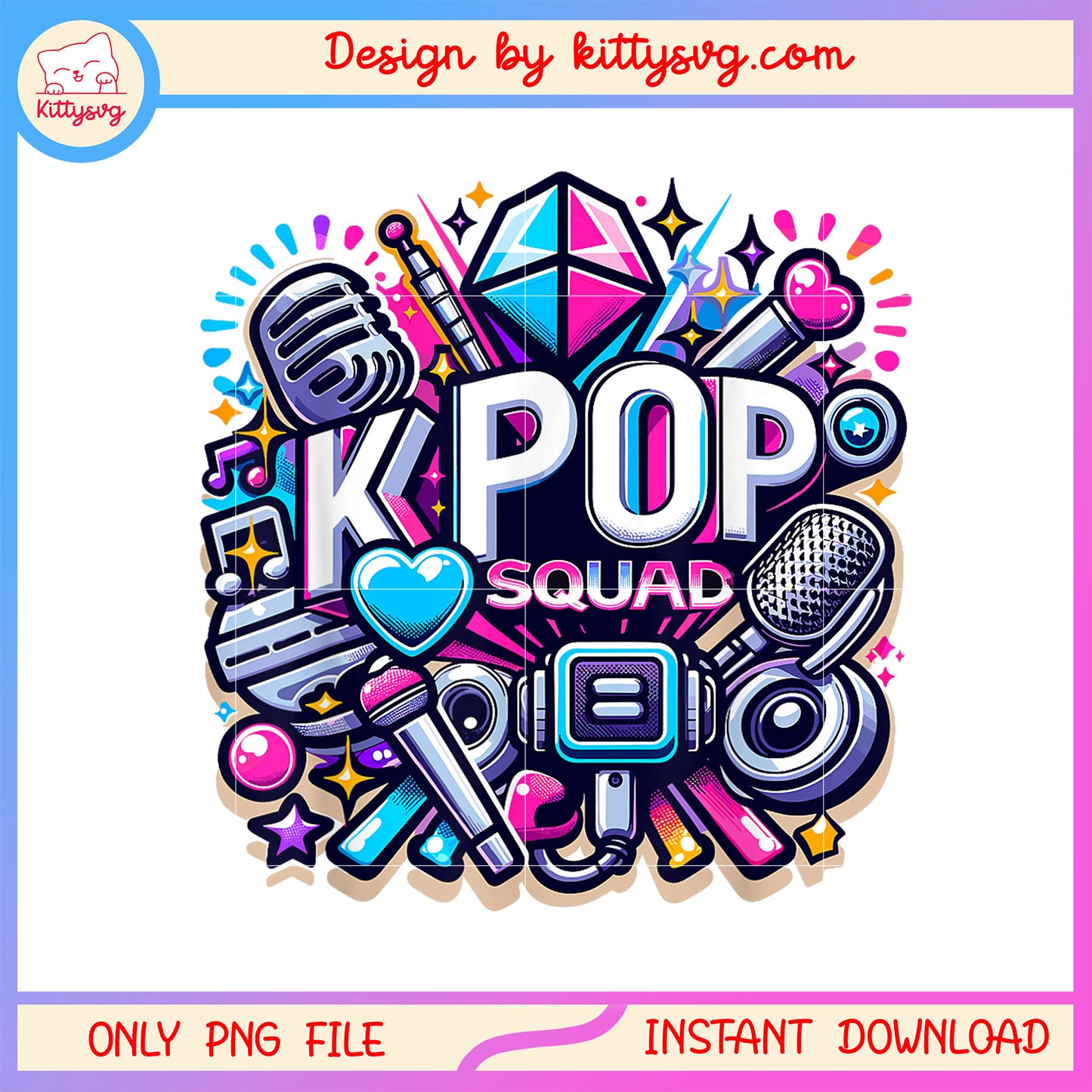 Kpop squad music lover design png, kpop music png