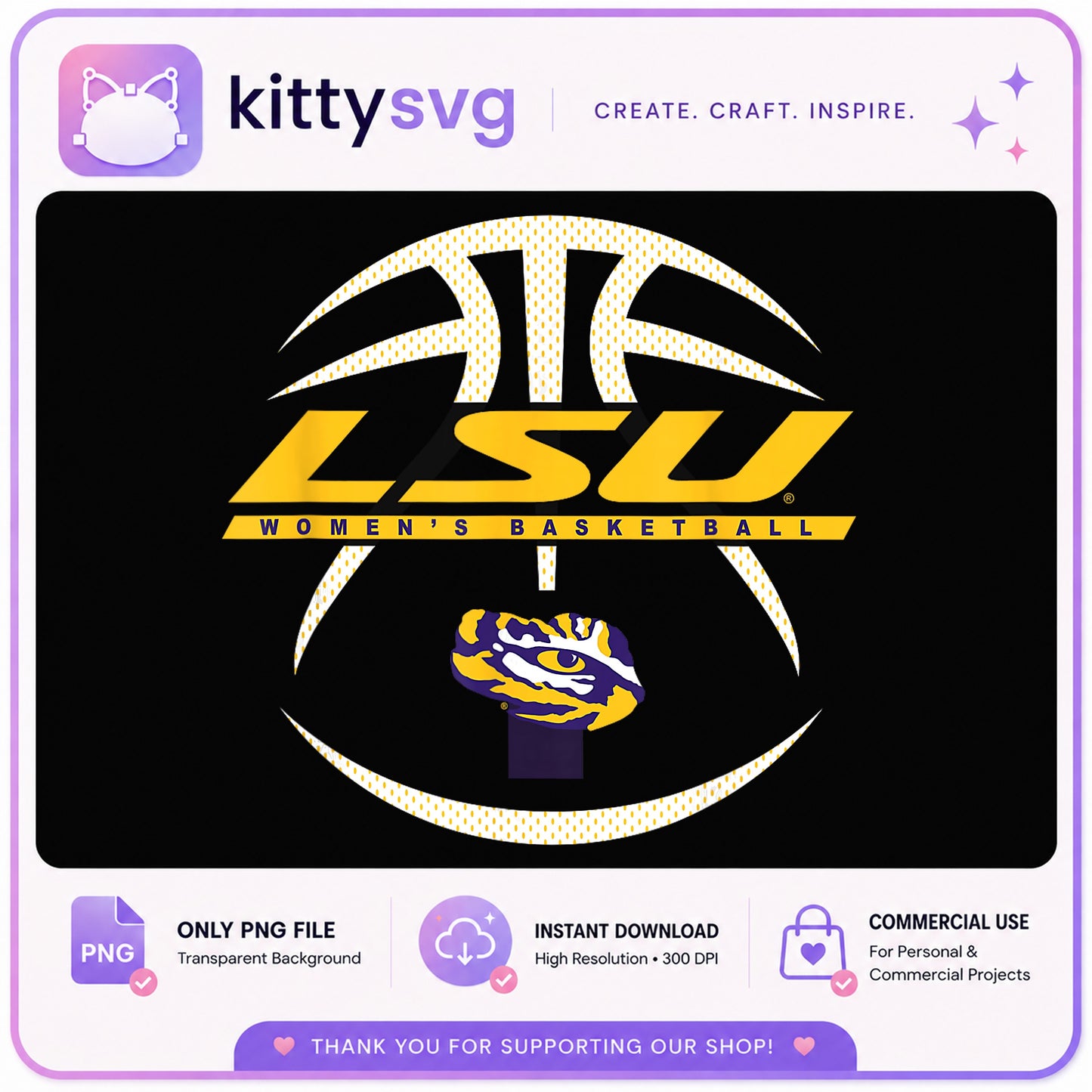 LSU Womens Basketball PNG, Tigers Basketball PNG, NCAA PNG