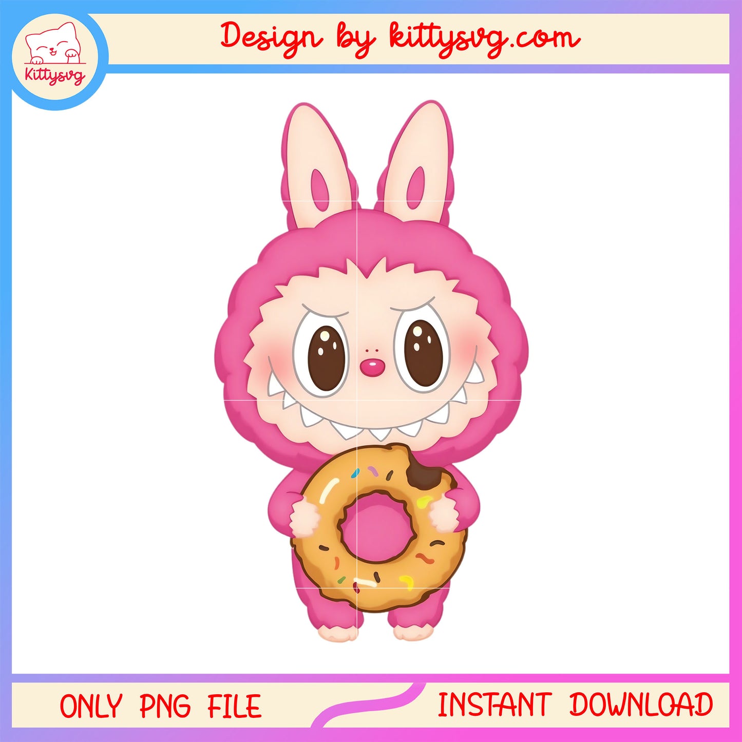 Labubu cartoon cute pink donut doll design png, labubu toy png