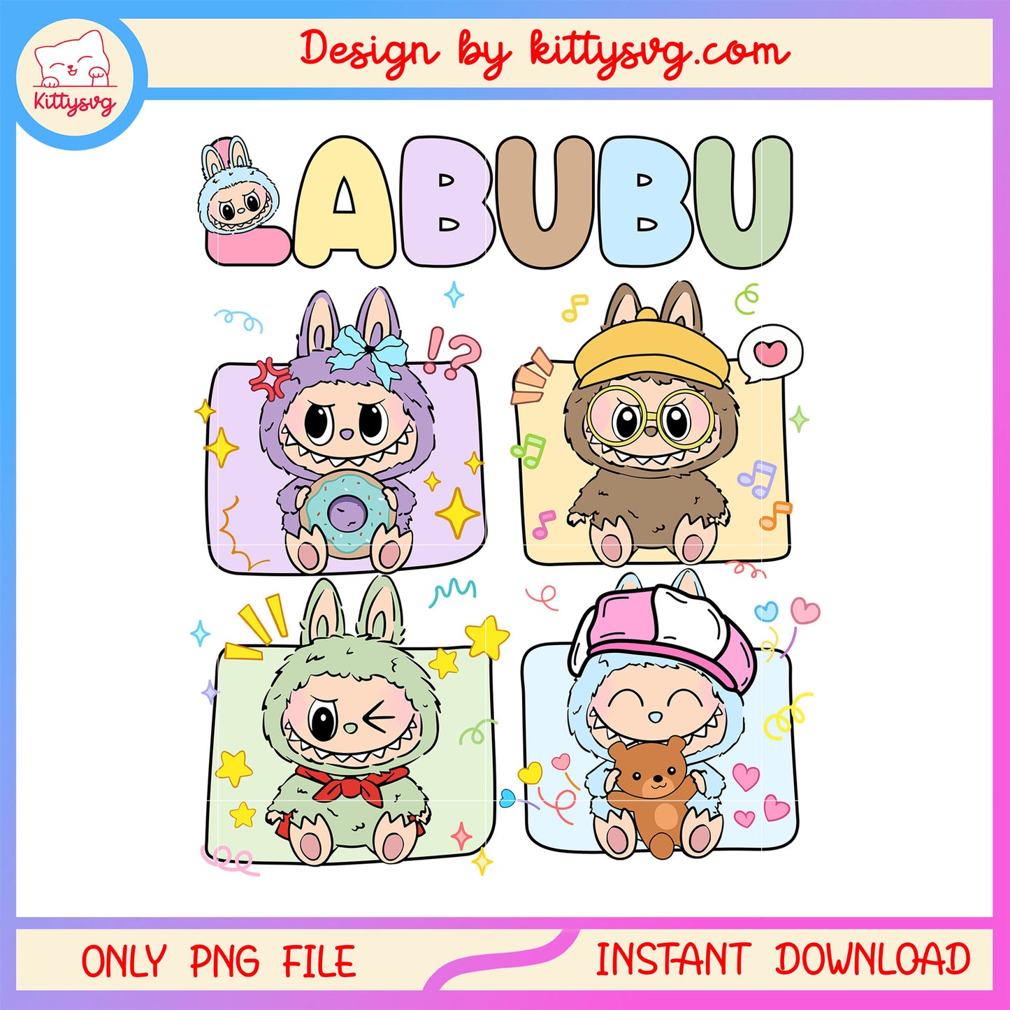 Labubu doll character costumes frame design png, labubu drawing png