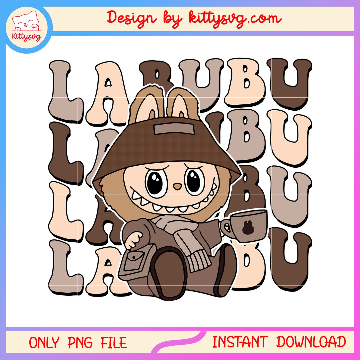 Labubu fall in wild design png, labubu drawing png, pop mart png