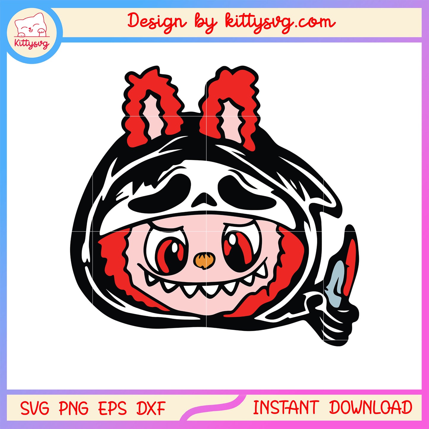 Labubu ghostface costume svg, costume in halloween svg