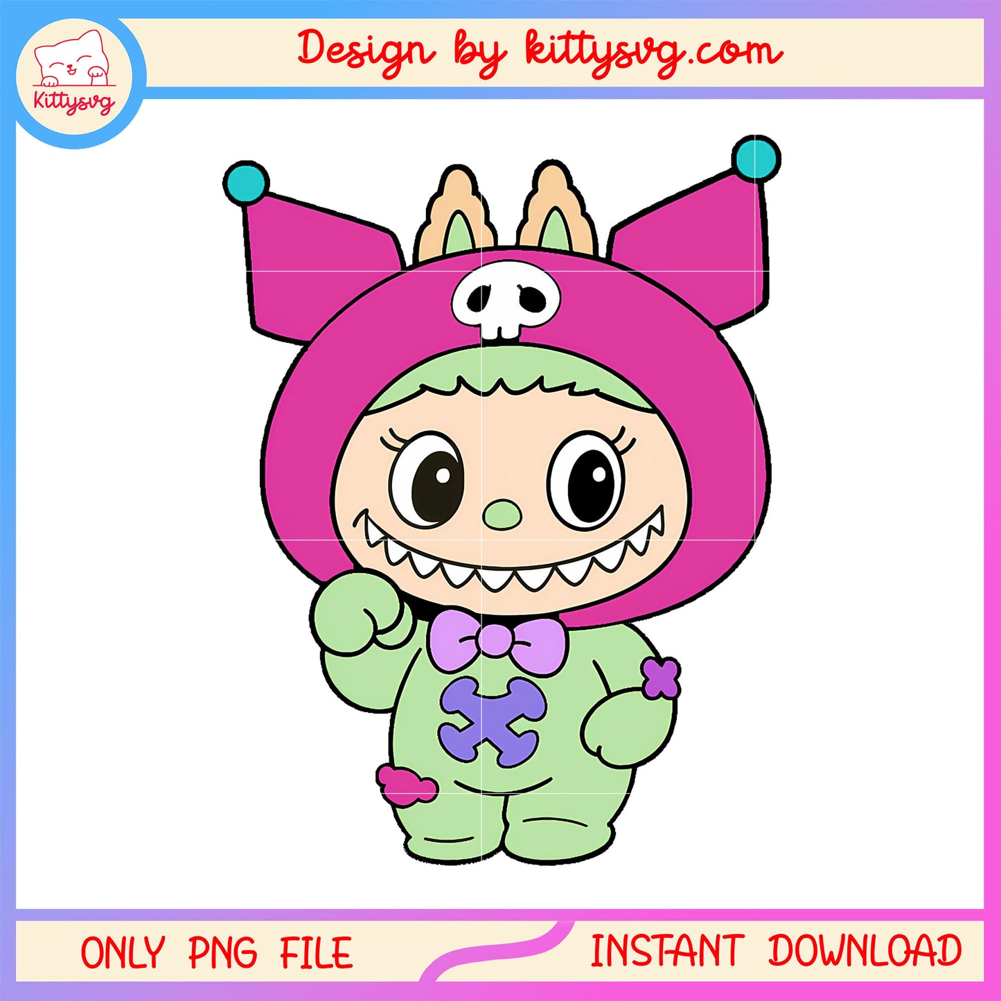 Labubu keychain cosplay kuromi drawing png, kuromi character png