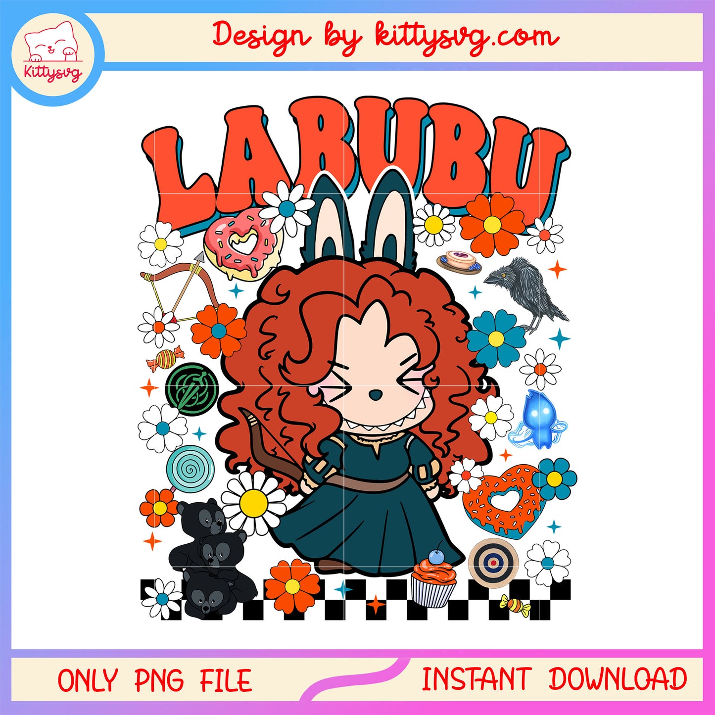 Labubu merida disney princess costume design png, disney pixar png