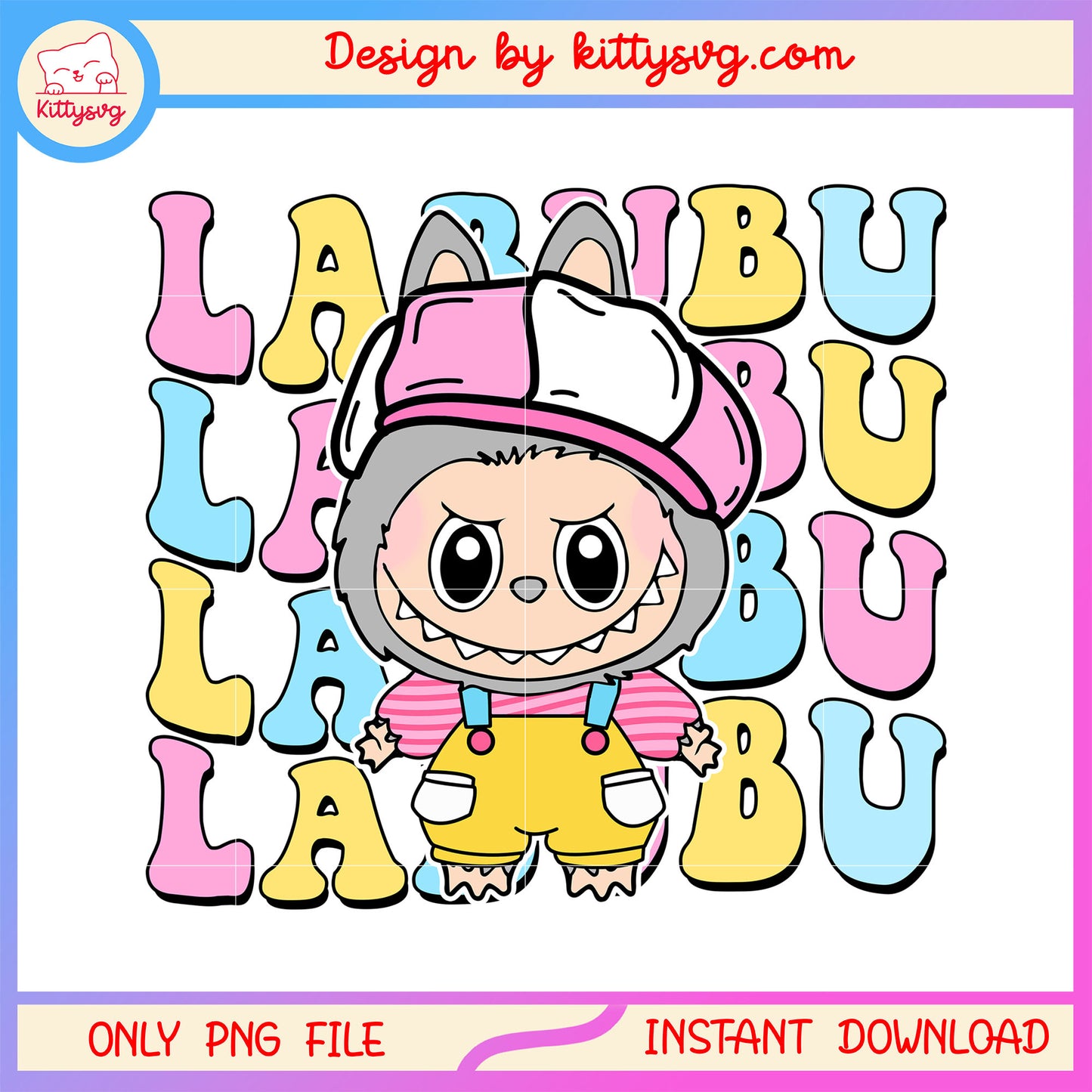 Labubu teddy bear cute overall clothes popmart design png, labubu art png