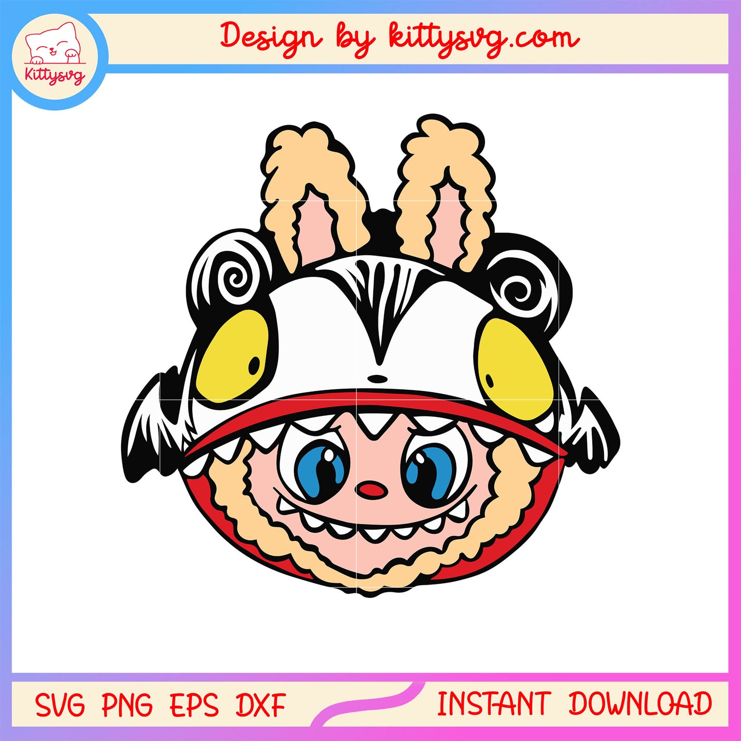 Labubu the lion head design svg, halloween costume svg