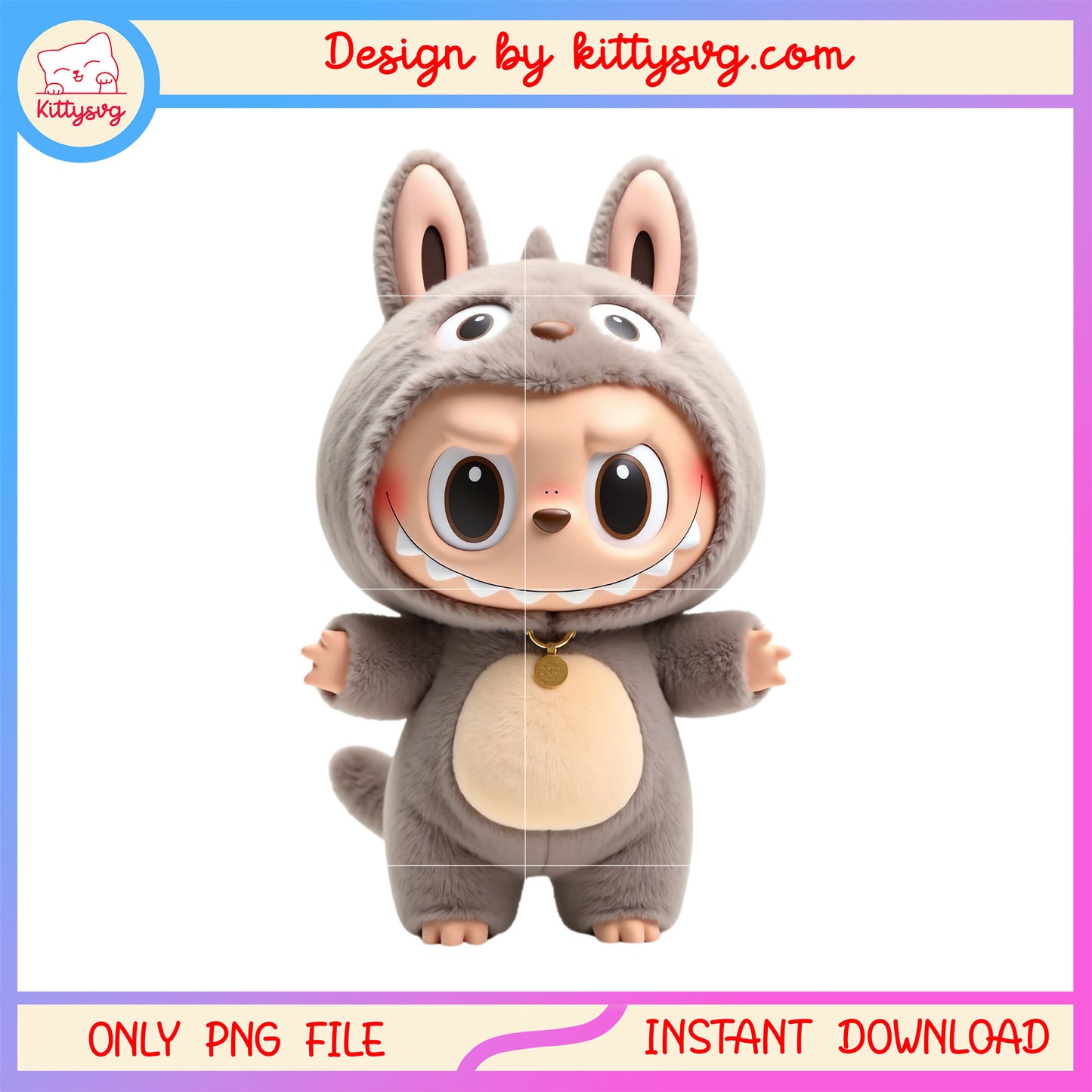 Labubu the monsters gray cute design png, labubu toy png, labubu gray png
