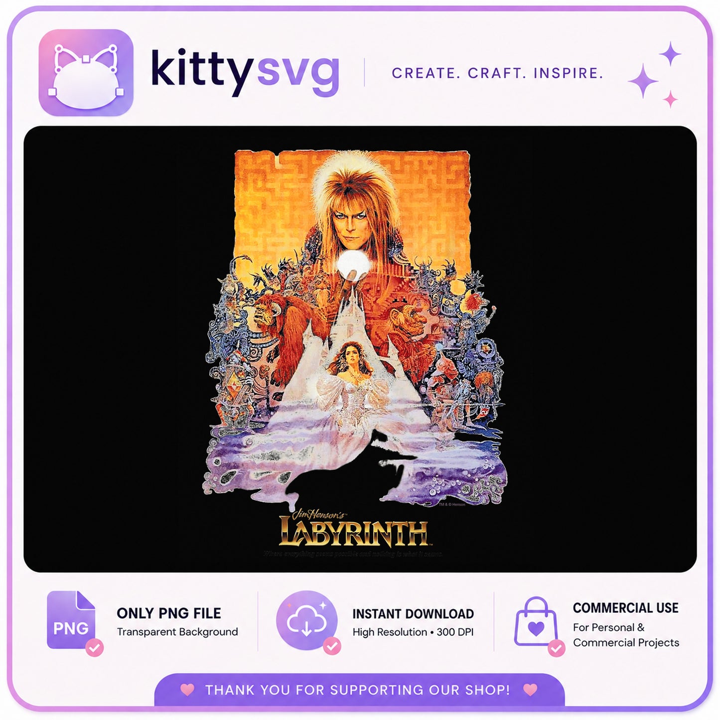 Labyrinth Movie Poster PNG, Jim Henson Labyrinth PNG, David Bowie PNG