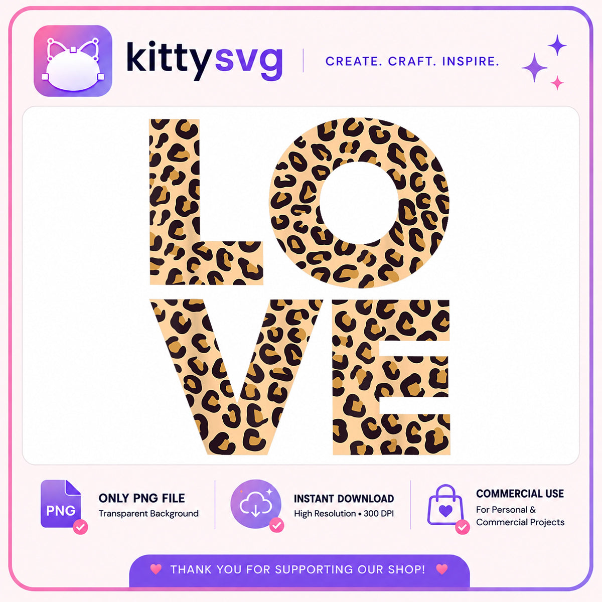 Leopard Print Love PNG, Cheetah Print Valentine PNG, Animal Print Love PNG