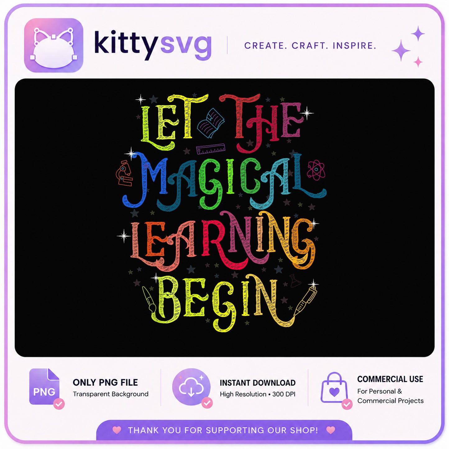 Let The Magical Learning Begin PNG, Teacher PNG, Back To School PNG