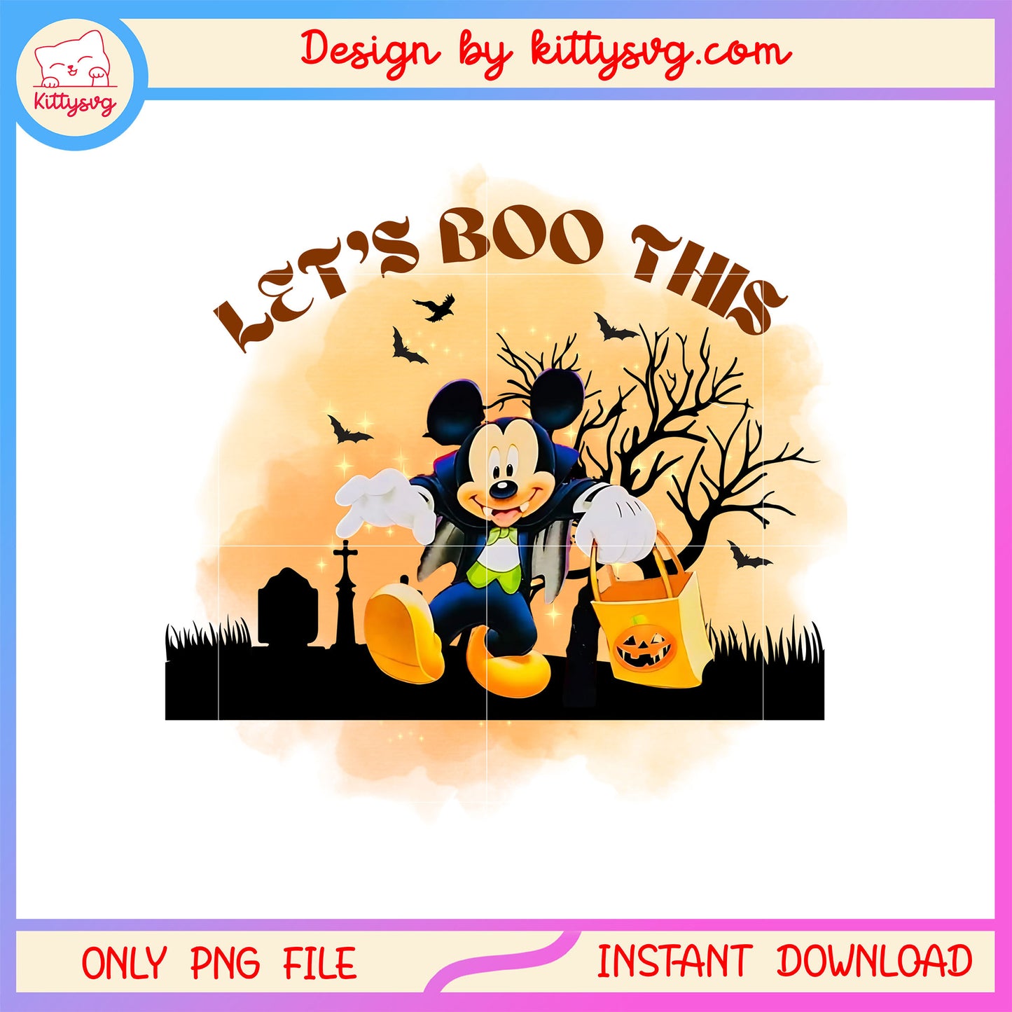 Let's boo this mickey mouse halloween png, halloween background png