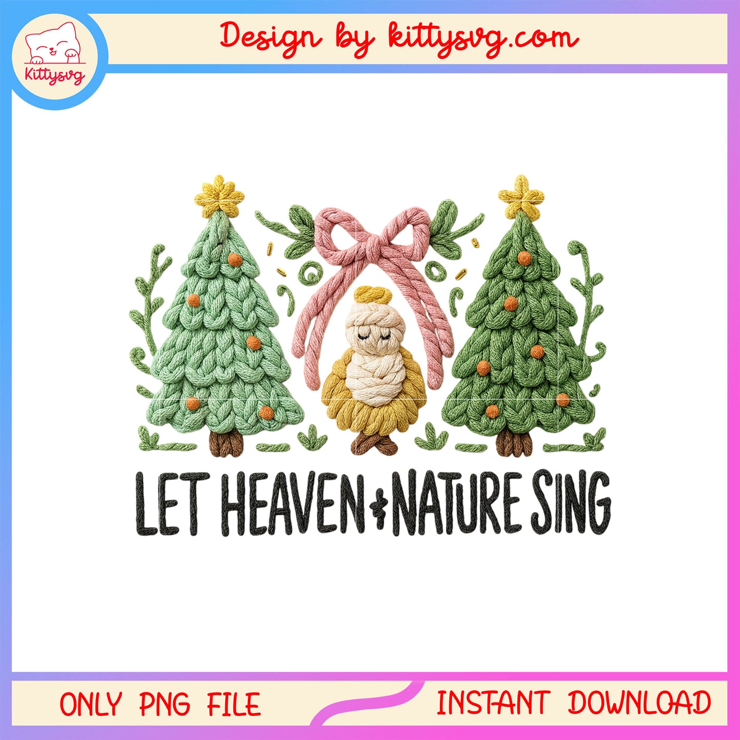 Let heaven nature sing christmas tree bow png, christmas quote png