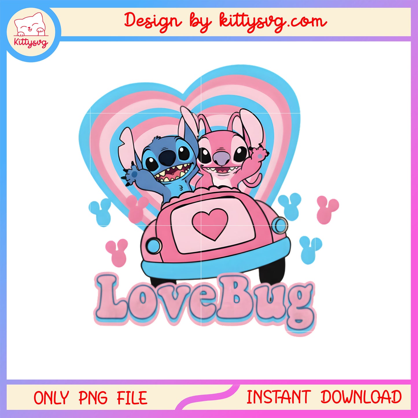 Lovebug stitch car valentine png, stitch valentines day png