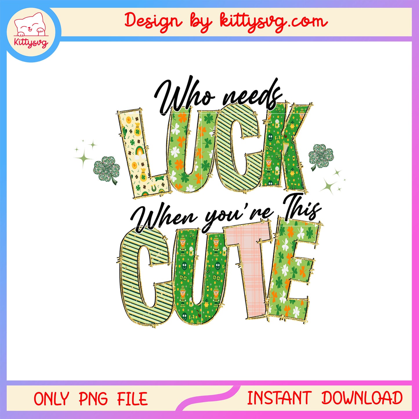Luck cute decorate patrick png, st patrick's day luck png