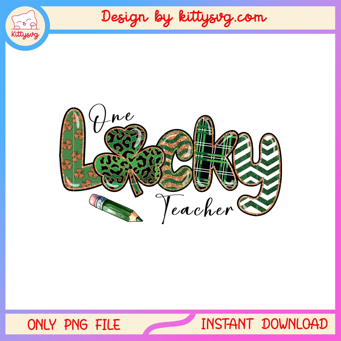 Lucky sparkling patterns sticker png, st. patrick's day lucky png