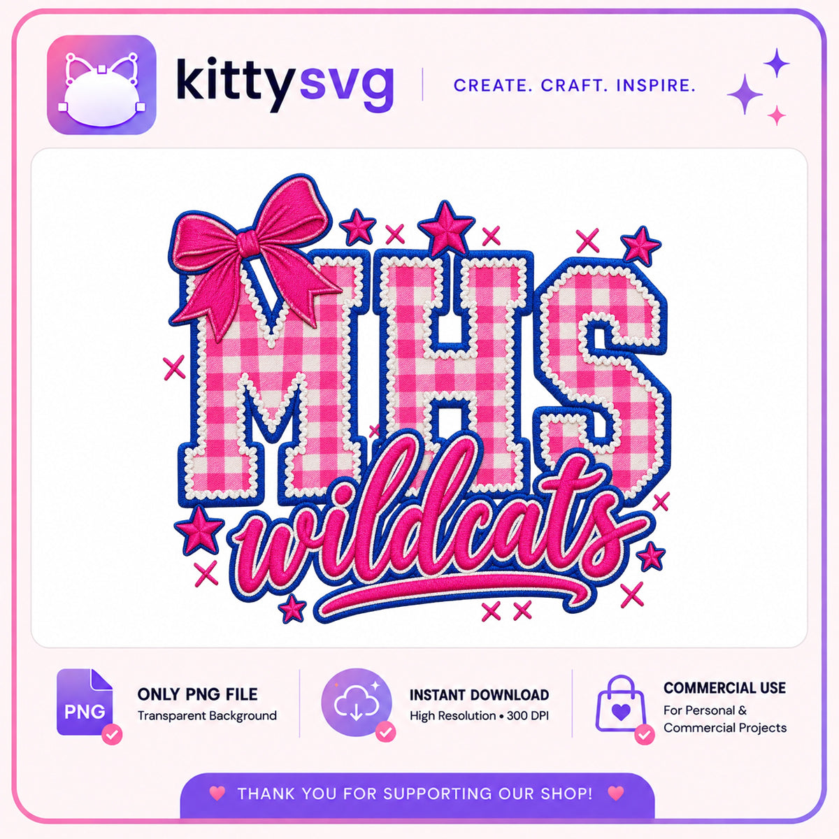 MHS Wildcats PNG, School Spirit Coquette Bow PNG, Cheer PNG