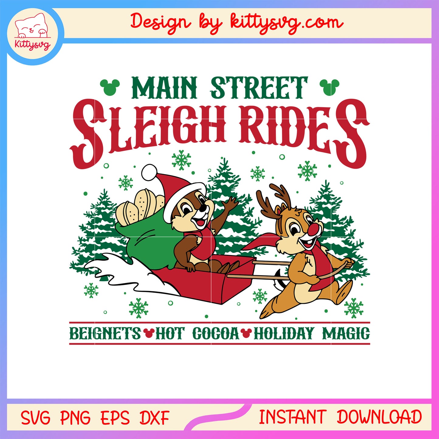 Main street sleigh rides chip and dale svg, chip dale disney svg