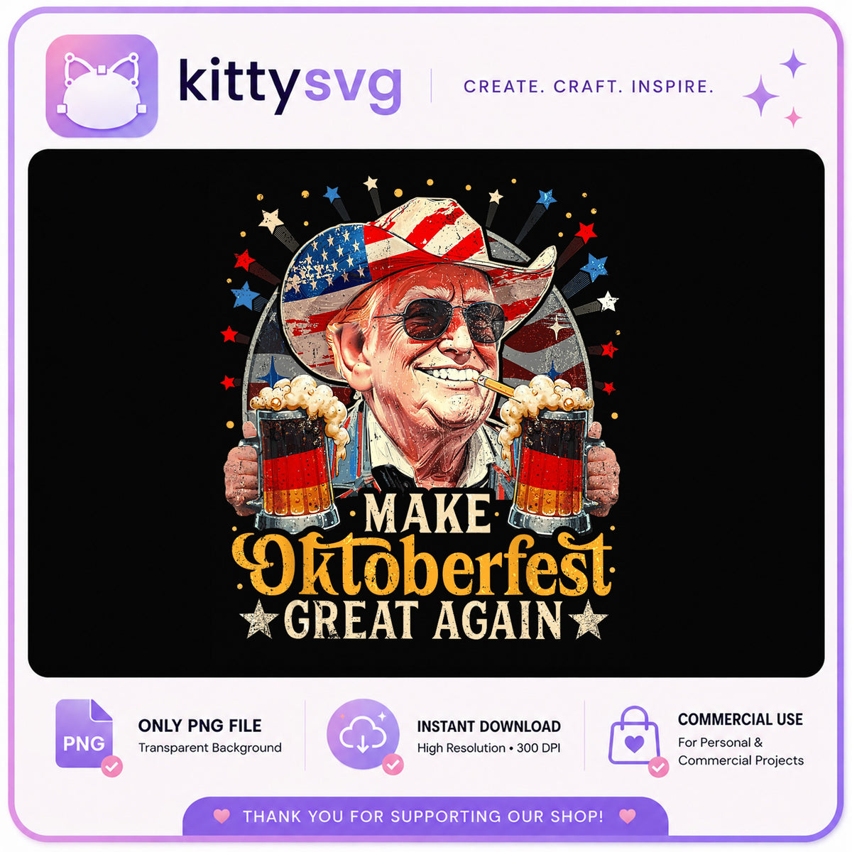 Make Oktoberfest Great Again PNG, Trump Beer PNG, Funny Political PNG