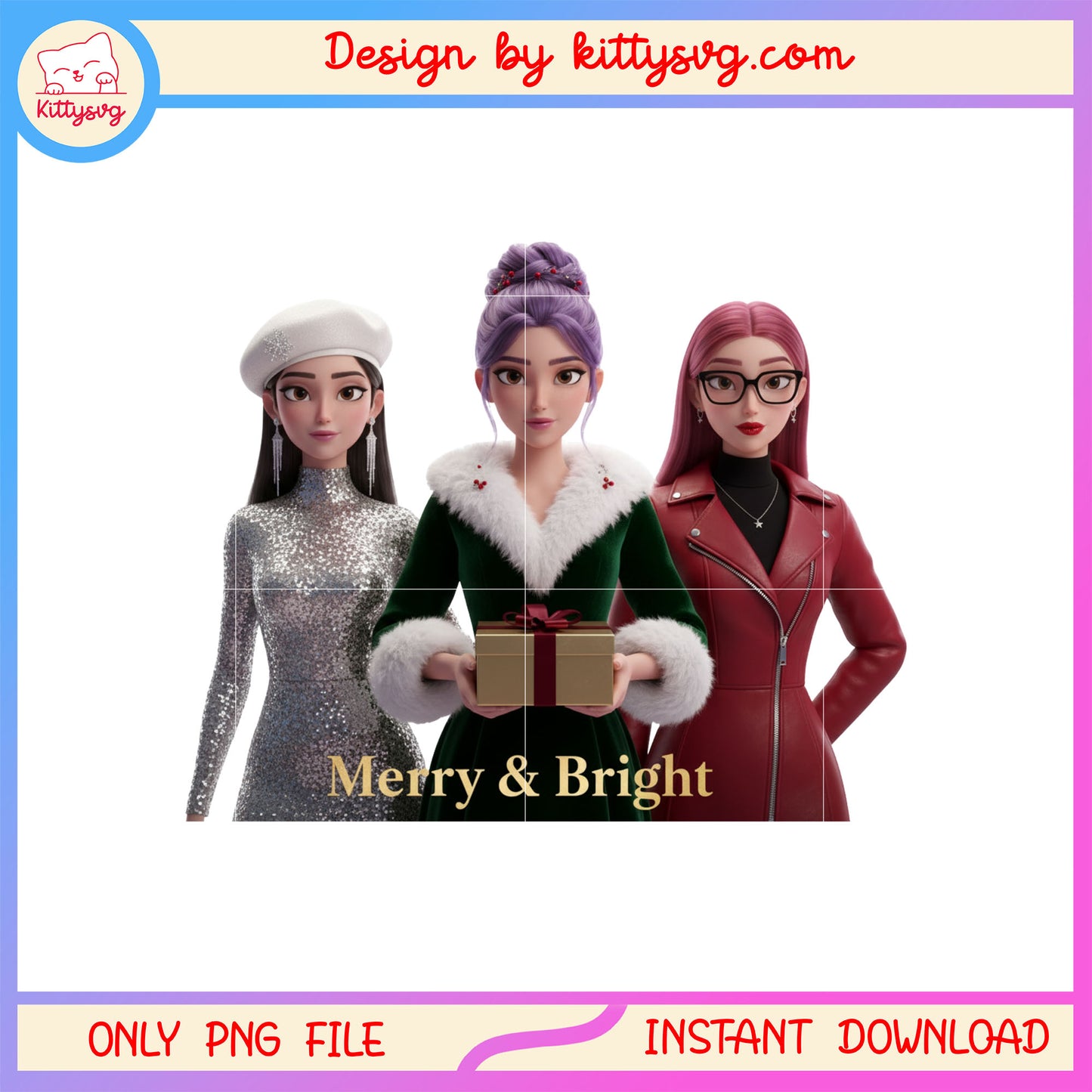 Merry and bright christmas huntrix girl kpop png, merry x'mas png