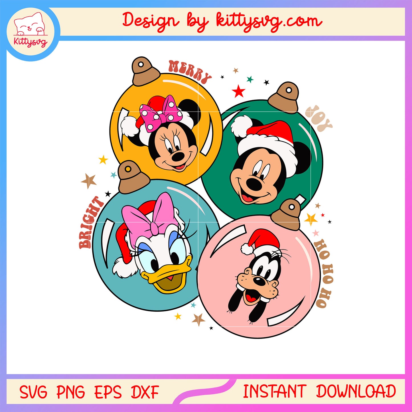 Merry bright joy disney lights christmas svg, disney character svg