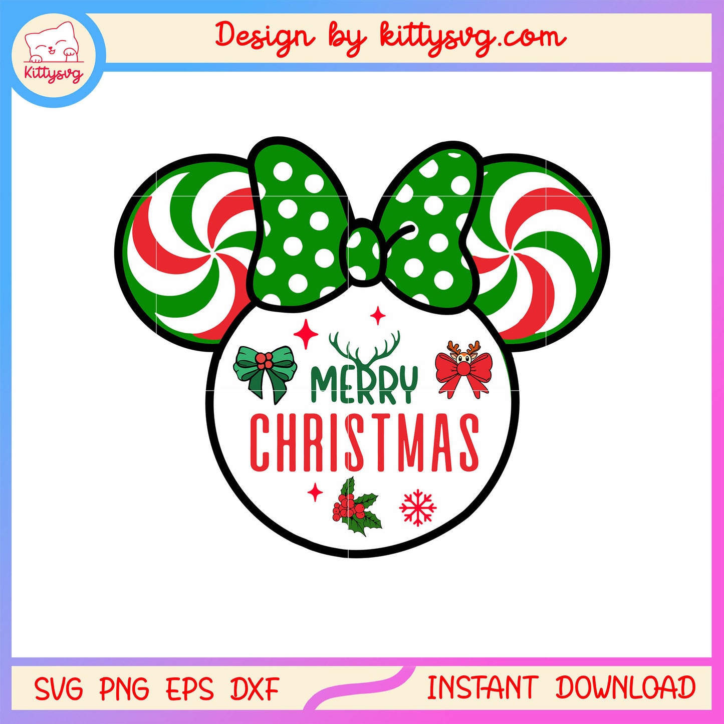 Merry christmas candy disney minnie head svg, cute christmas pics svg