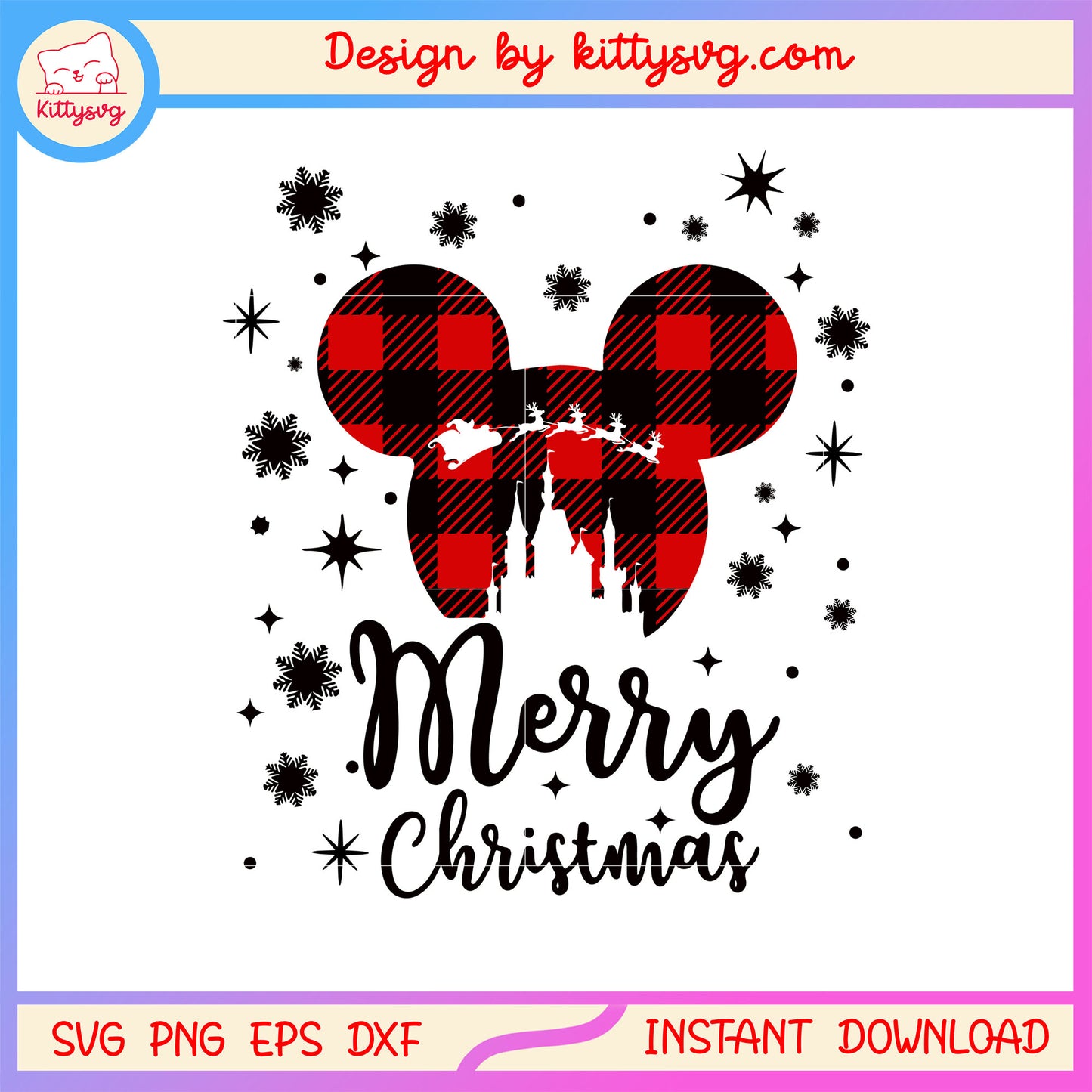 Merry christmas disney mickey plaid svg, mickey disney character svg