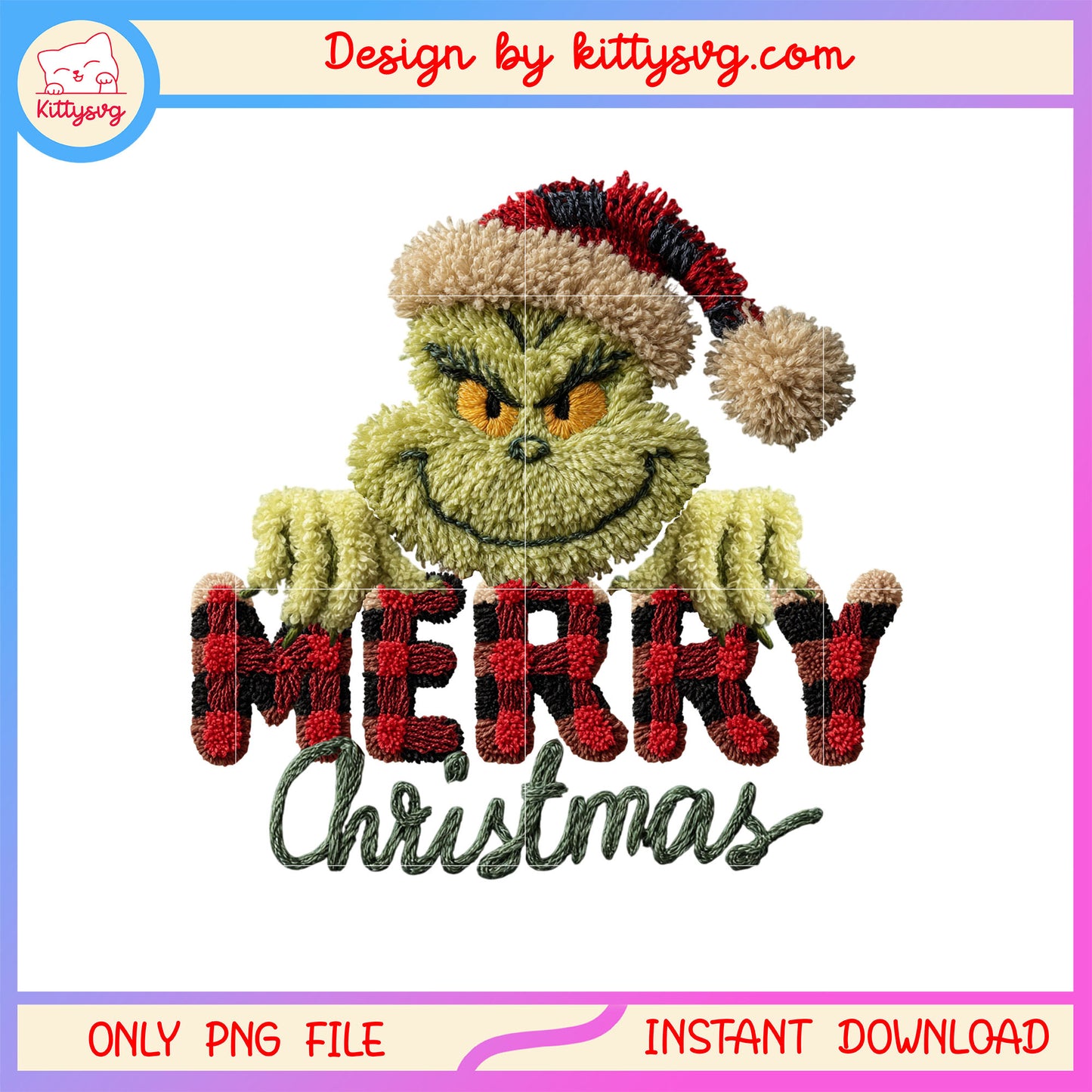 Merry christmas grinch face patchwork png, grinch character png