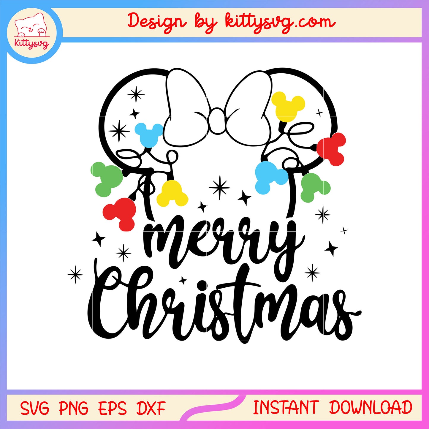 Merry christmas minnie ear clipart svg, disney minnie mouse svg