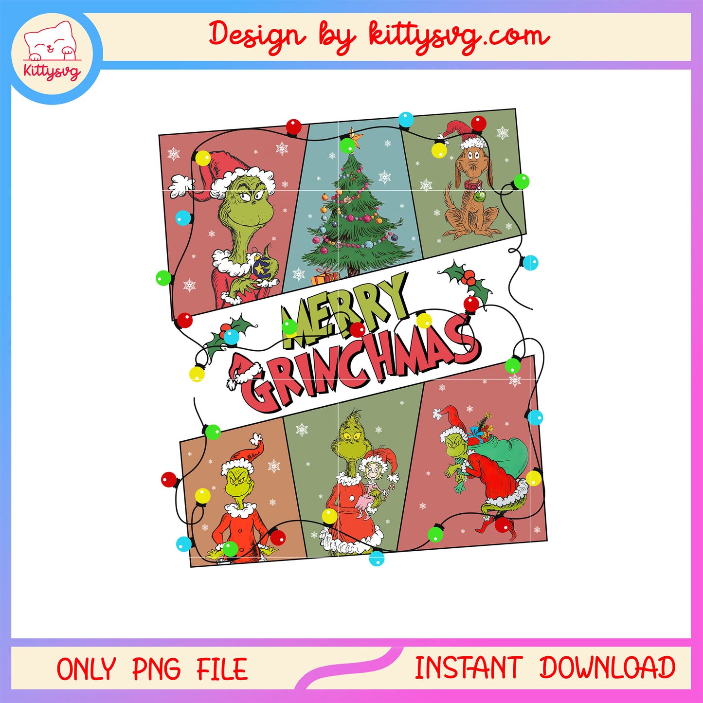 Merry christmas tree lights grinch png, grinch christmas tree png