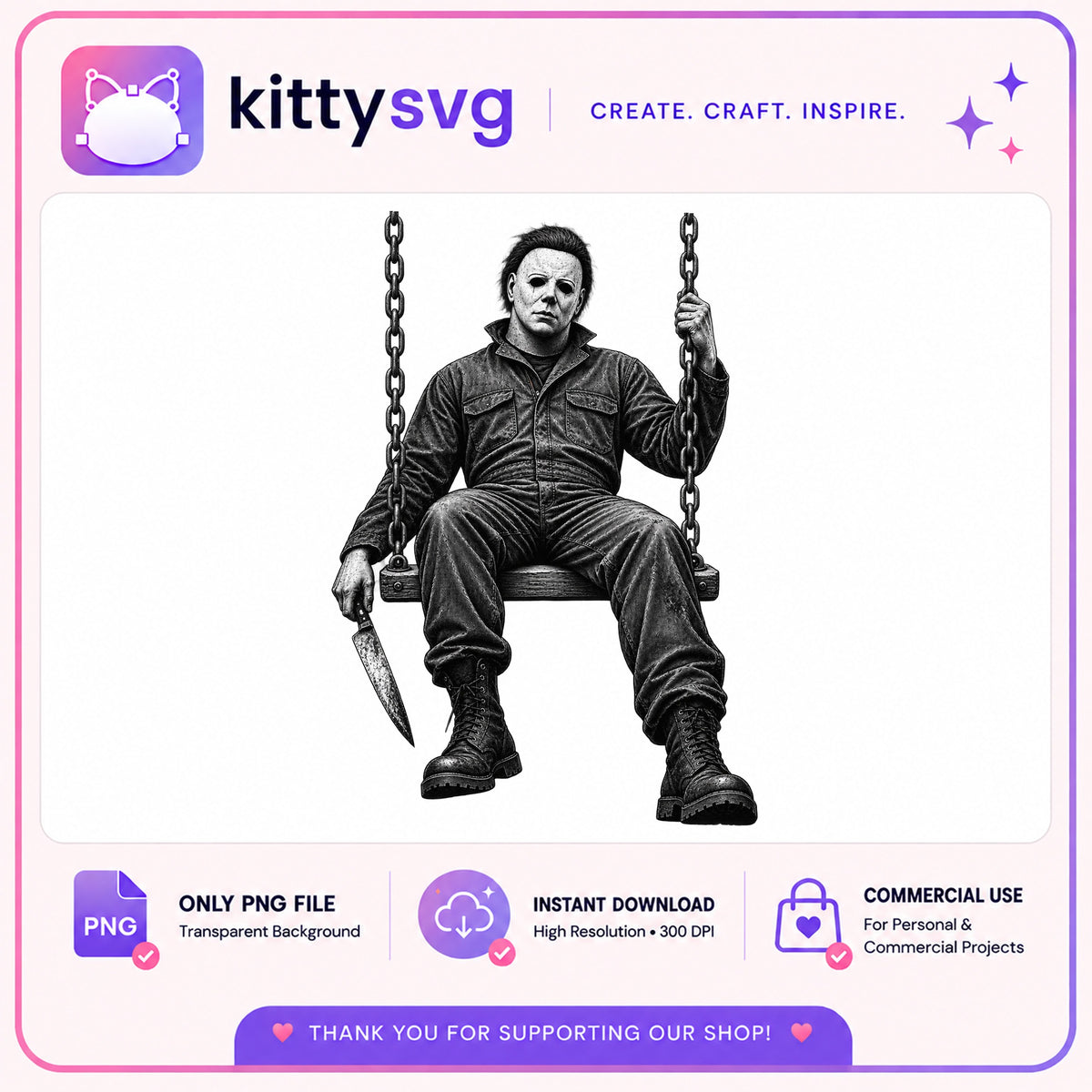 Michael Myers On Swing PNG, Halloween Horror PNG, Slasher PNG