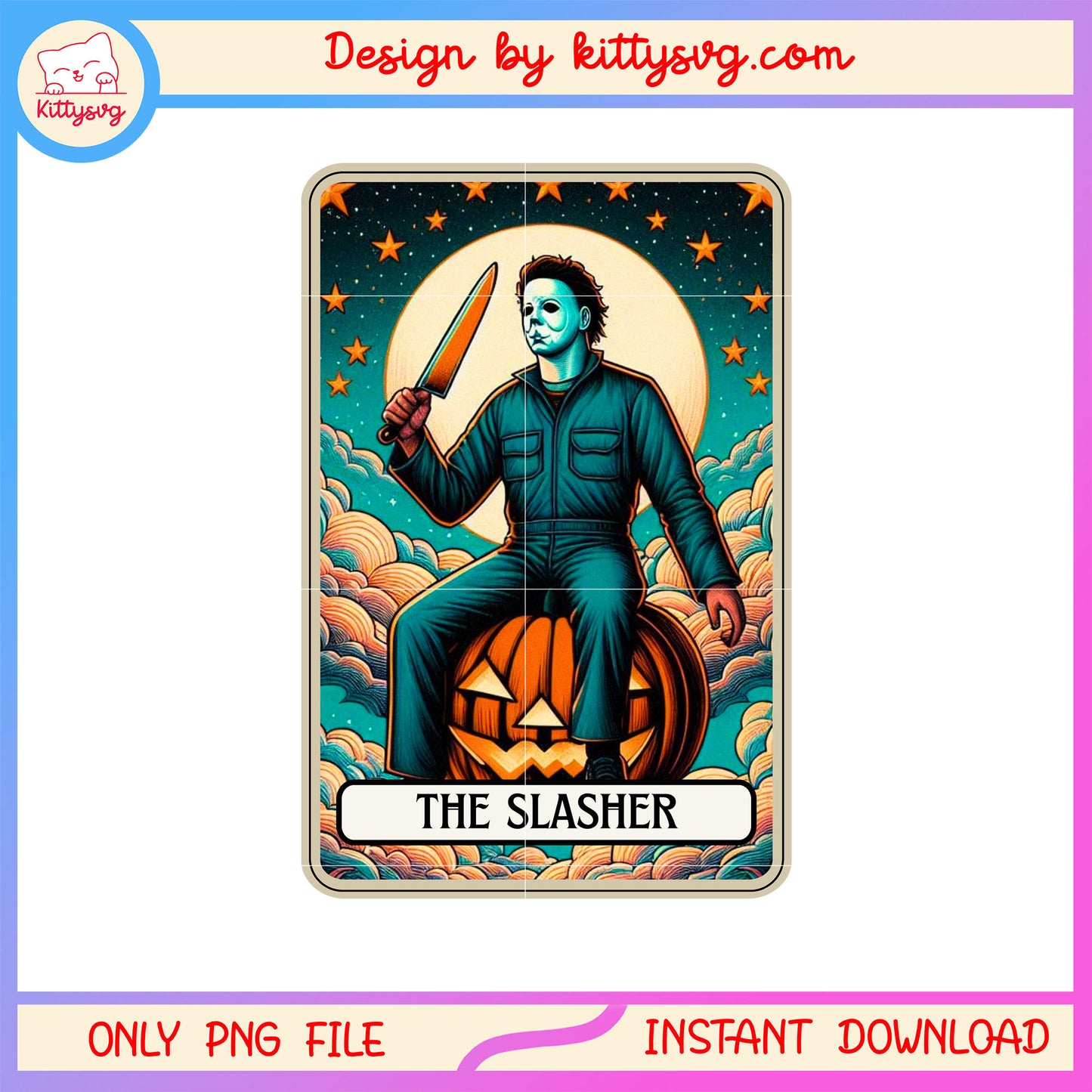 Michael myers the slasher halloween tarot card png, halloween png
