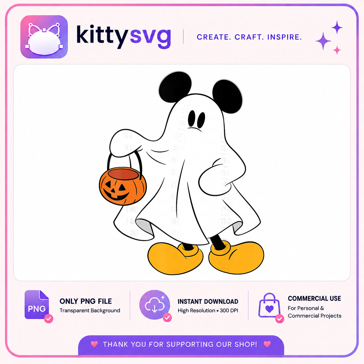 Mickey Mouse Ghost Halloween PNG, Disney Halloween PNG, Spooky Mickey PNG