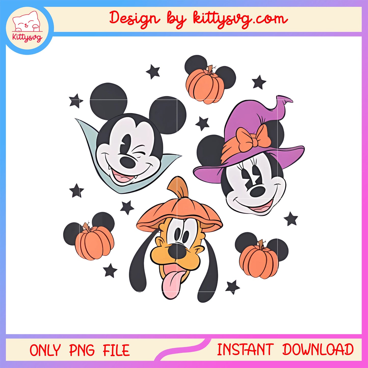Mickey and friends head halloween witch png, pumpkin png, disney cast png