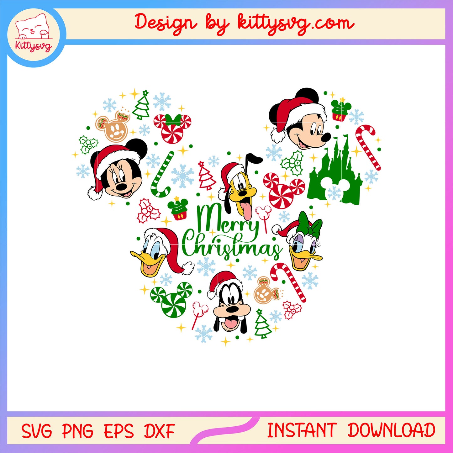 Mickey characters face disney happy christmas svg, mickey friends svg