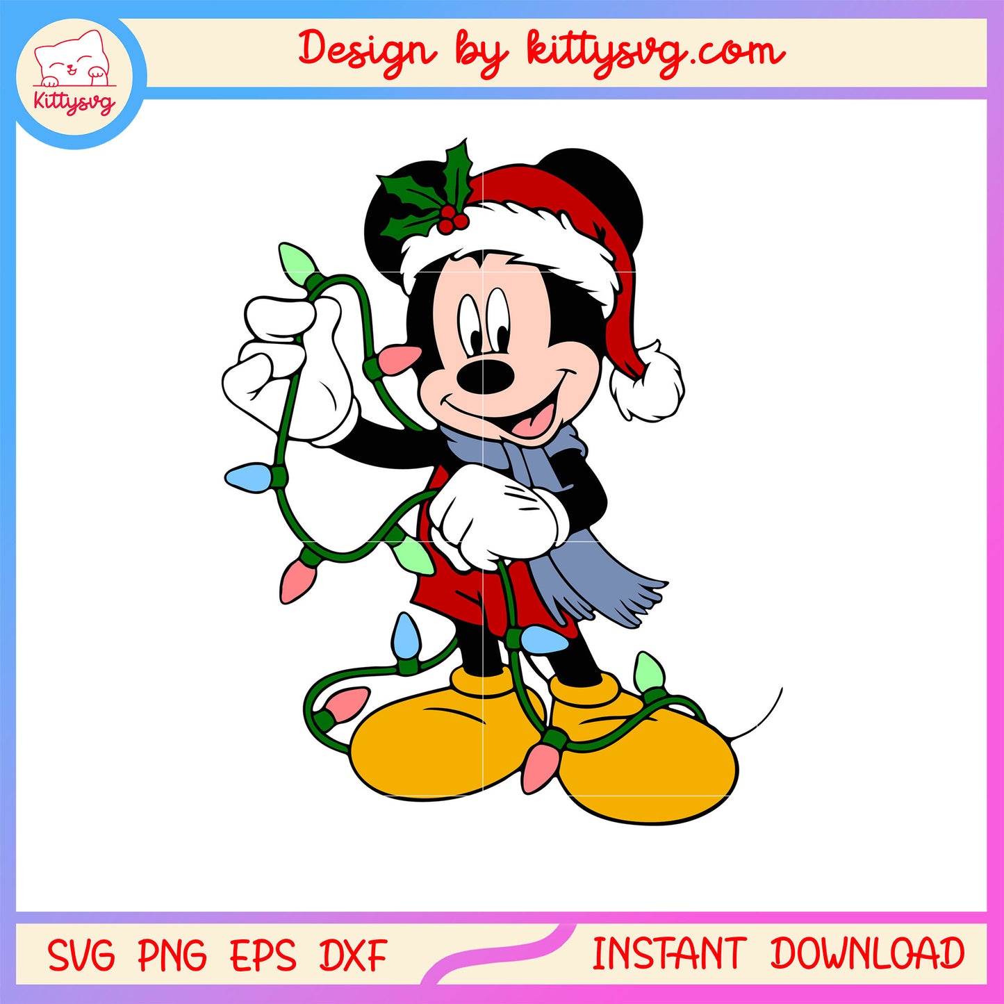 Mickey hand christmas light svg, christmas disney decoration svg