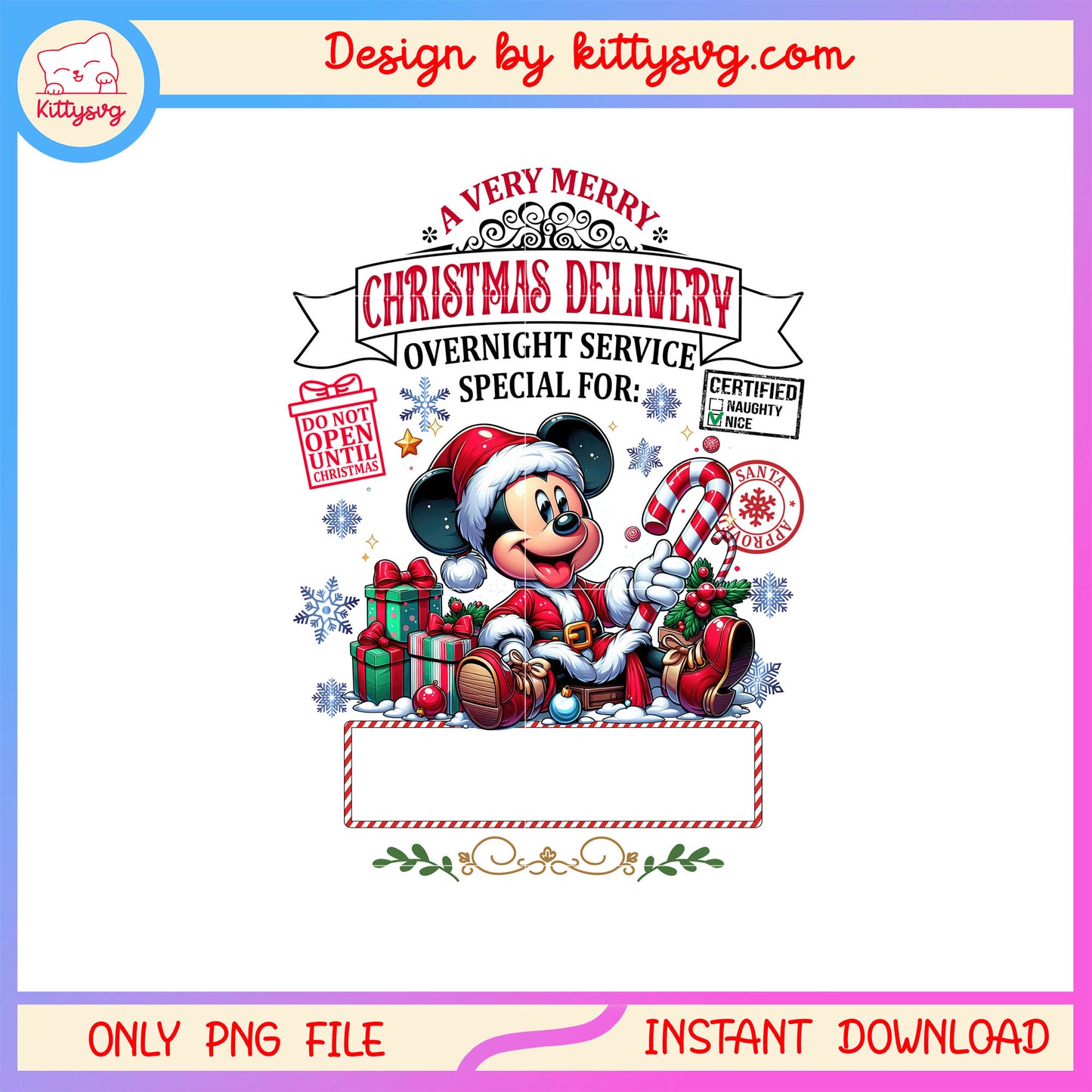 Mickey very merry christmas delivery png, disney mickey png