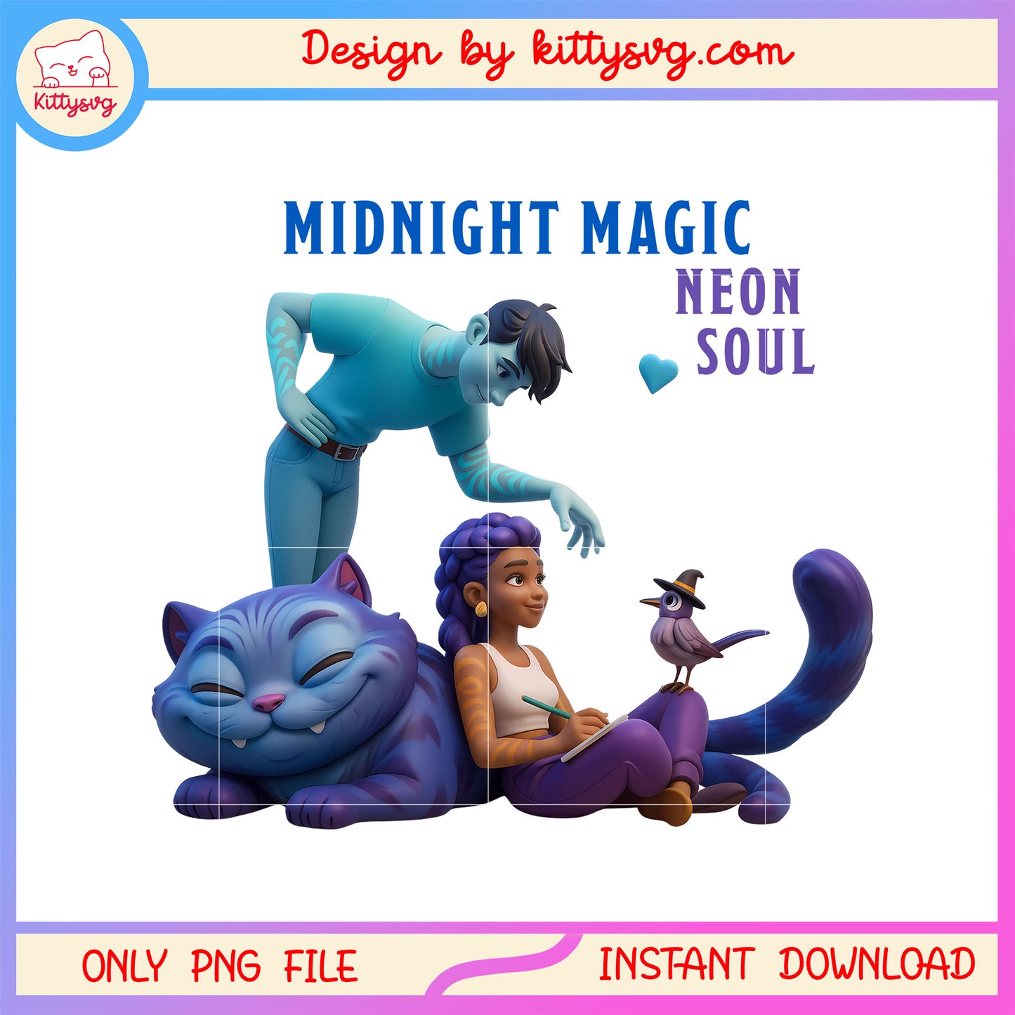 Midnight magic neon soul rumi couple png, derpy demon png