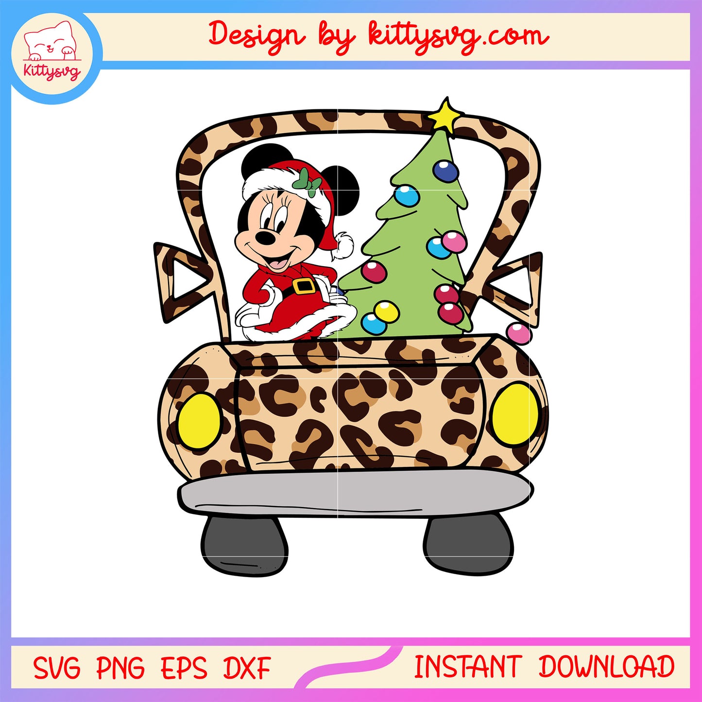 Minnie disney with christmas tree in car svg, christmas disney svg