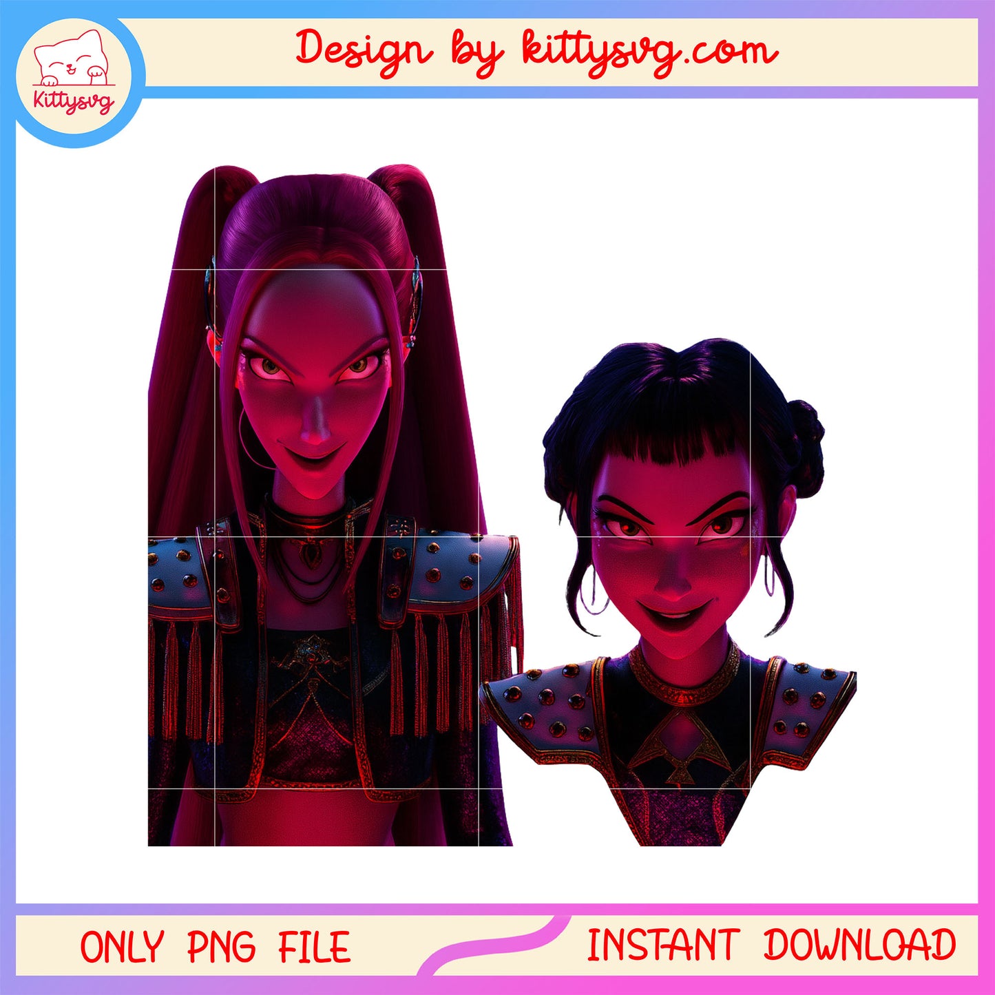 Mira and zoey huntrix evil design png, demon hunters movie png