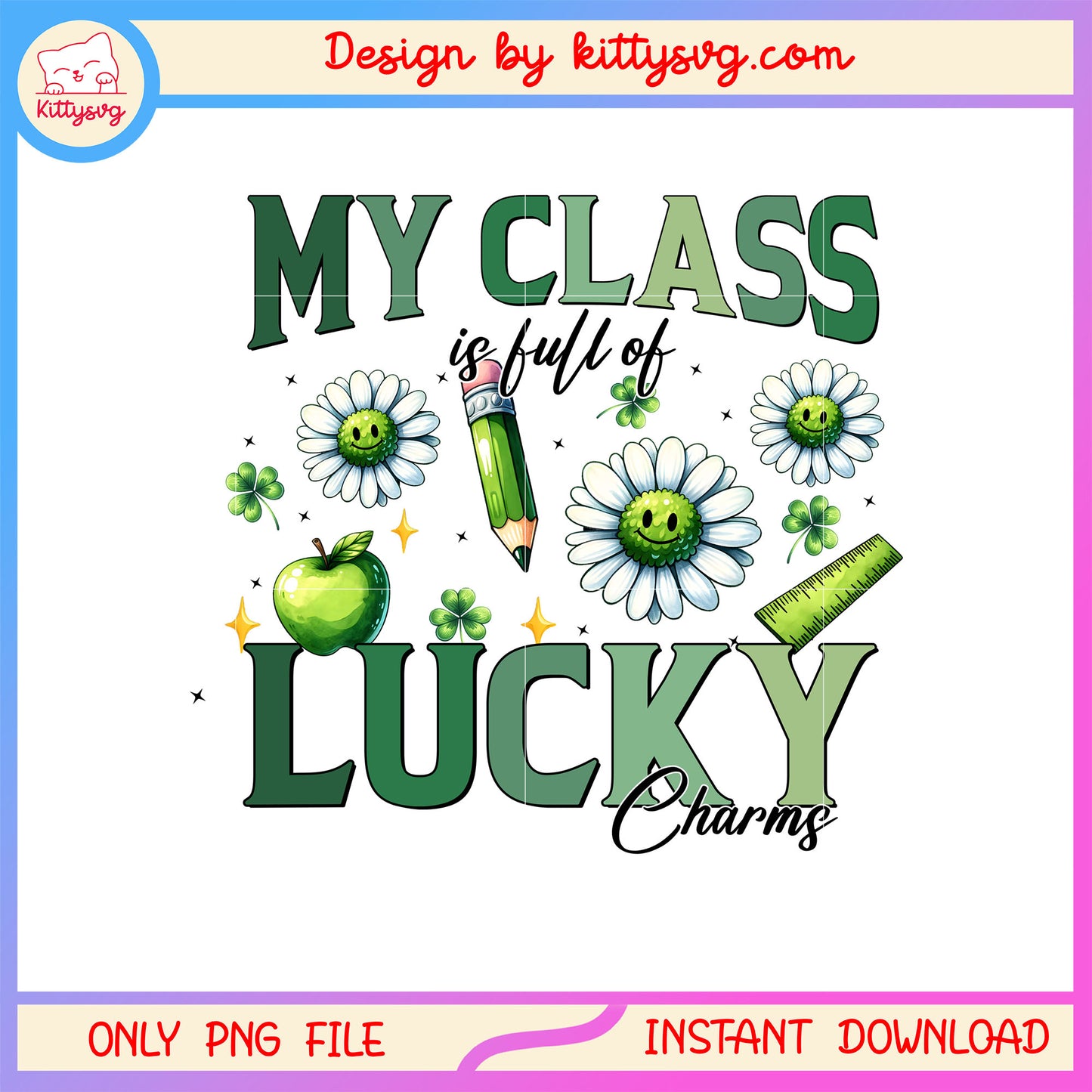 My class flower lucky green png, st patrick's day lucky charm png