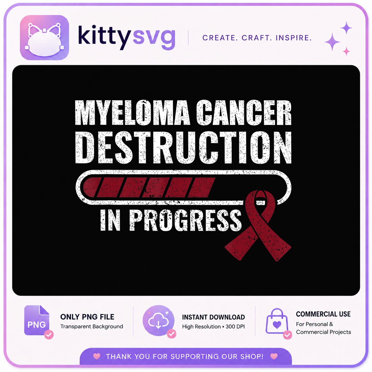 Myeloma Cancer Destruction In Progress, Awareness PNG, Ribbon PNG