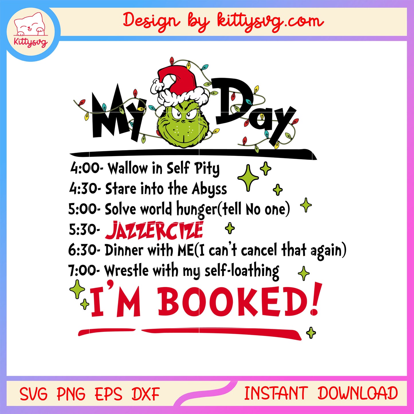 My grinch day i'm booked christmas svg, cute christmas clip art svg